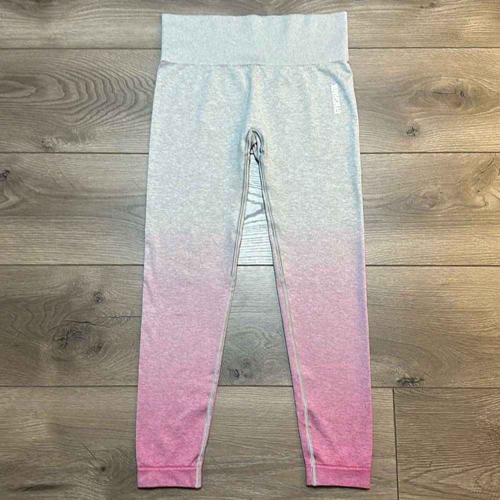 Gymshark Adapt Ombre Seamless High Rise Gray‎ And Pink Leggings Size Medium